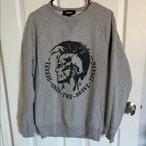 Diesel Men's Gray Crewneck Sweater with Graphic